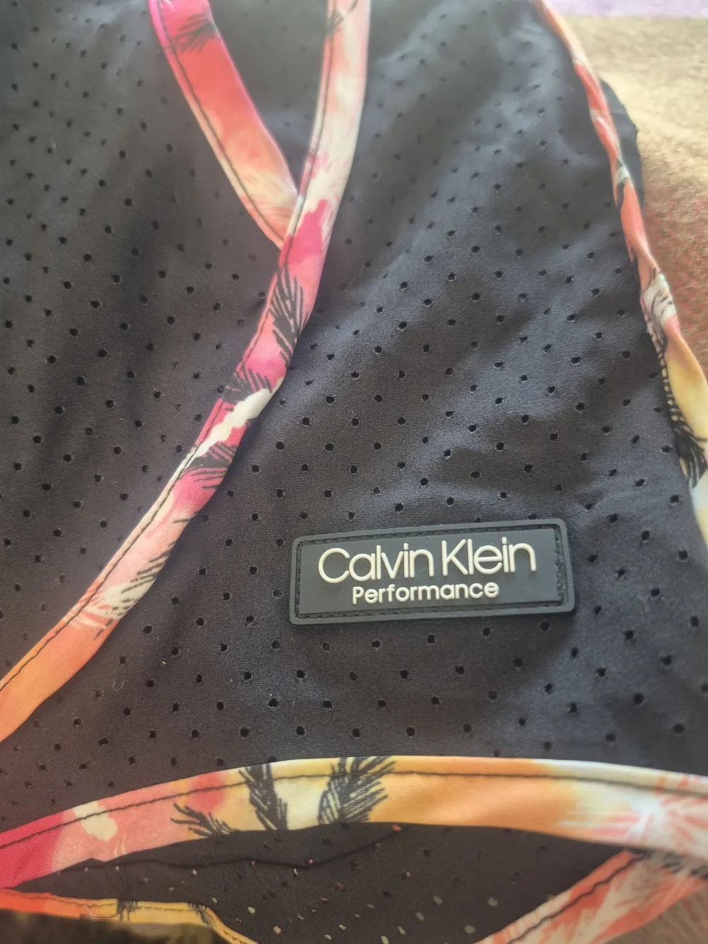 Calvin Klein Performance Black Athletic Shorts with Pink & Orange Trim